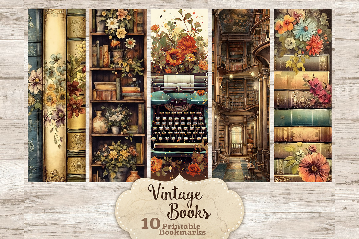 Vintage Book Bookmarks | Ephemera, an Education Illustration by GlamArtZhanna (Photo 1 of 3)