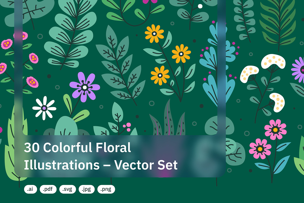 30 Colorful Floral Illustrations, a Decorative Illustration by crafty (Photo 1 of 4)
