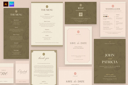 Wedding Invitations Set, a Stationery Template by BrandPacks