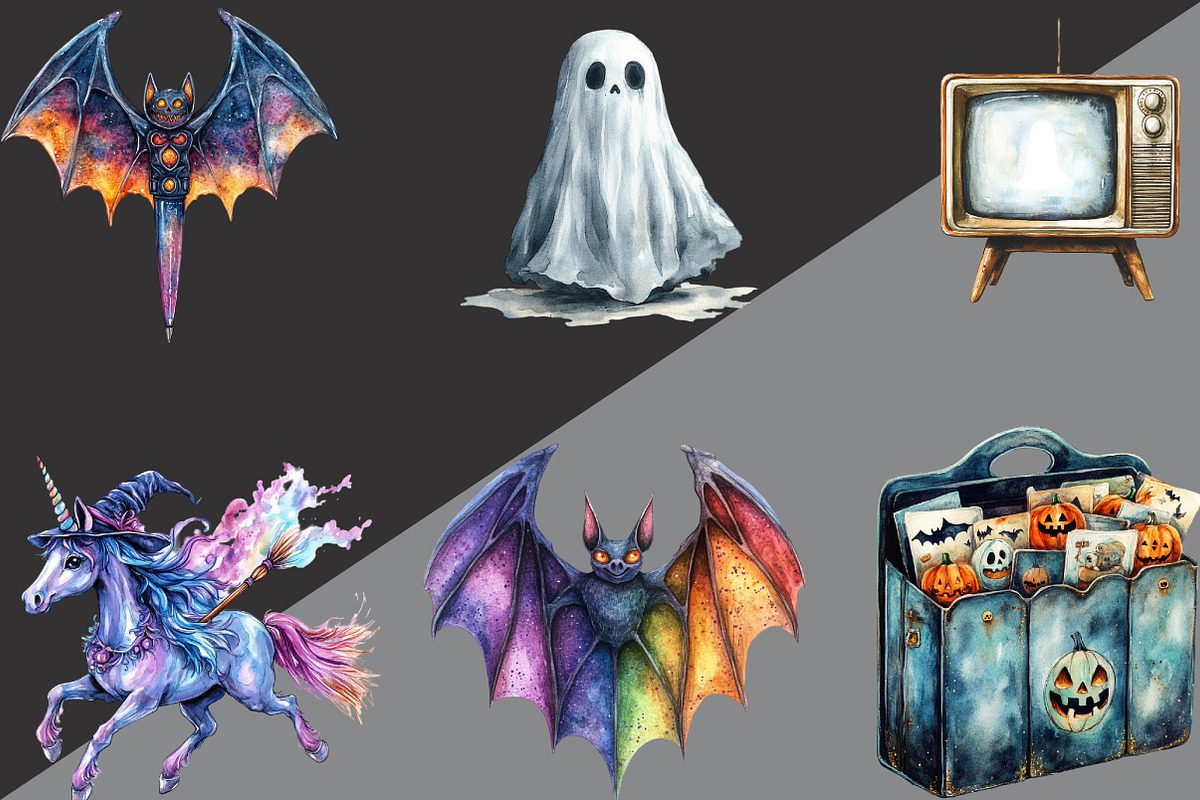 Nostalgic 90s Halloween Clipart, an Illustration by Black Bird Studio (Photo 2 of 6)