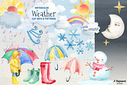 Watercolor Weather Clip Art Bundle, an Illustration by JSquarePresents (Thumbnail 1 of 5)