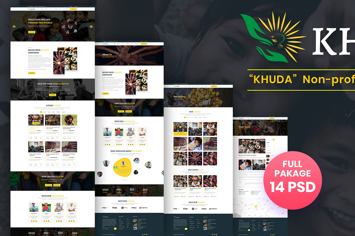 KHUDA Non-Profit PSD Template, a Landing Page Template by Andit themes (Photo 1 of 15)