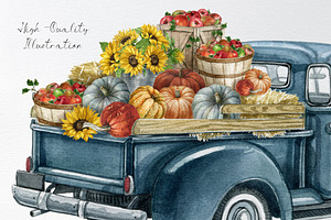 Autumn Apple Harvest Truck Clipart