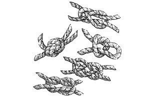 rope knot set sketch hand drawn, an Illustration by pikepicture
