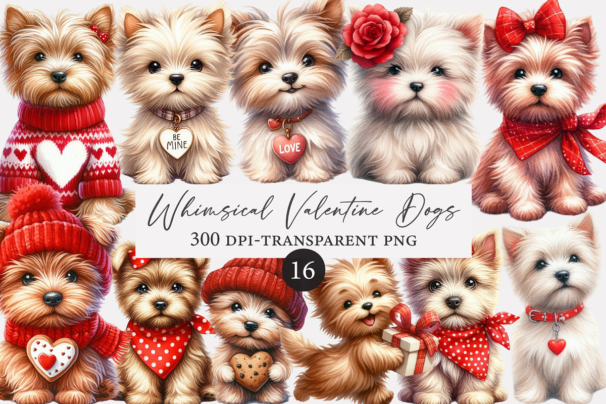 Whimsical Valentine Dogs Clipart, an Illustration by Designworld (Photo 1 of 4)