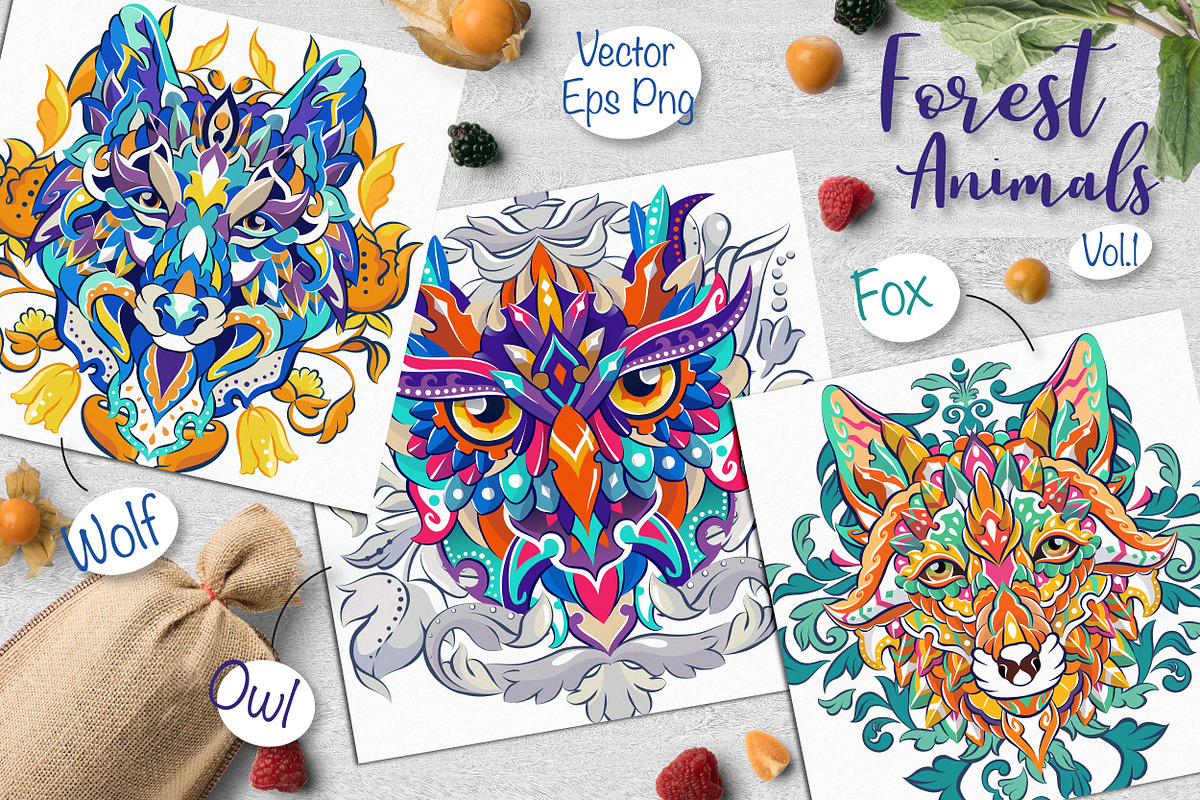 Forest Collection: Owl, Wolf, Fox, an Animal Illustration by ArtoJoy (Photo 1 of 8)