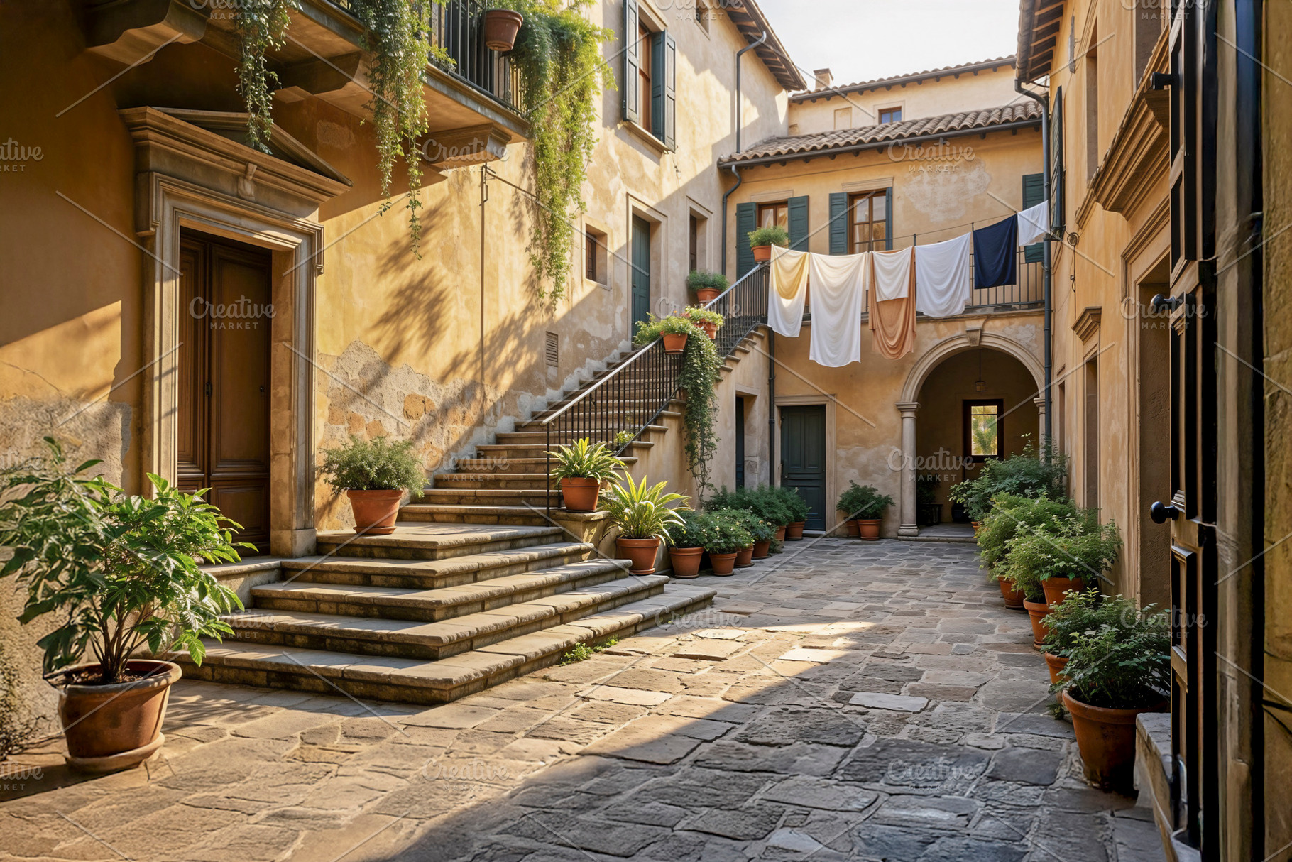 Sunlit courtyard, a Photo by rarrarorro
