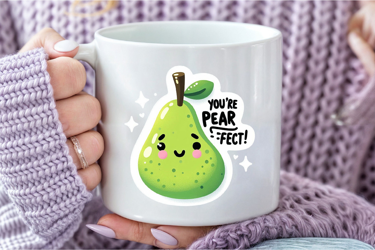 Funny,Youre Pear Fect Sticker PNG, an Illustration by DreamCafeArt (Photo 6 of 7)
