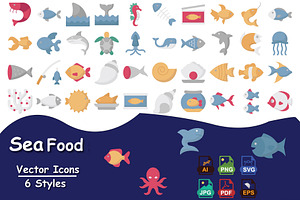 Premium Sea Food Vector Icons, an Outline Icon by Vector Portal