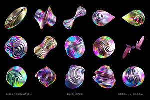 3D Iridescent - 64 Illustrations