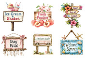 Summer Wooden Sign Board Clipart, an Illustration by CreationArt (Thumbnail 5 of 5)