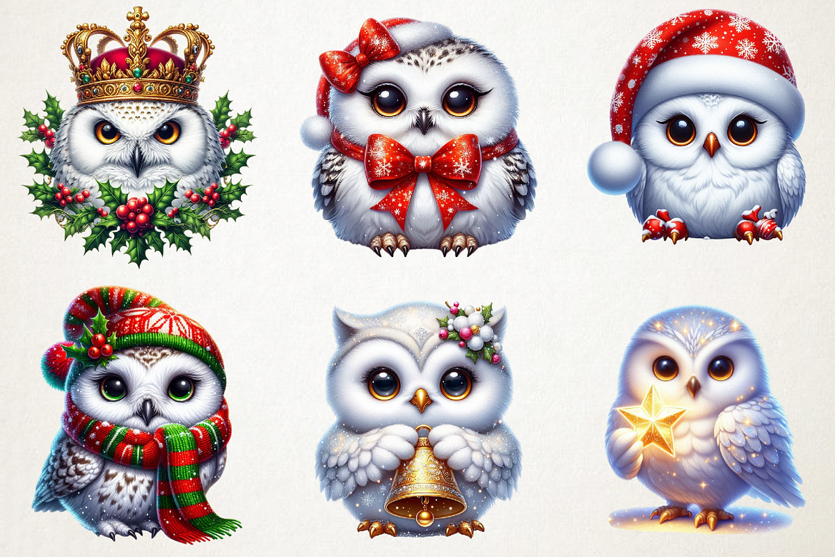 Christmas Snowy Owl Clipart, an Illustration by RobertsArt (Photo 7 of 7)