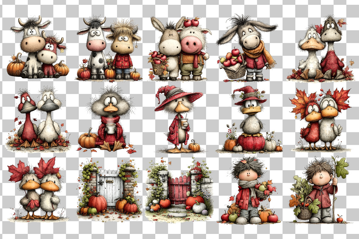 Autumn Farm PNG Clipart Bundle, a Seasonal Illustration by Nicolle's Colorful Art (Photo 3 of 7)