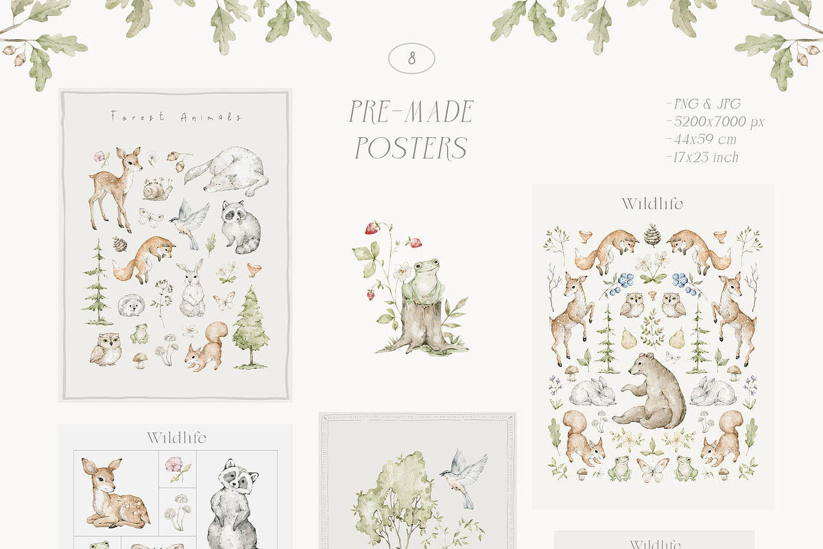 Woodland Animals Watercolor Forest, an Animal Illustration by Kreker Kate (Photo 5 of 12)