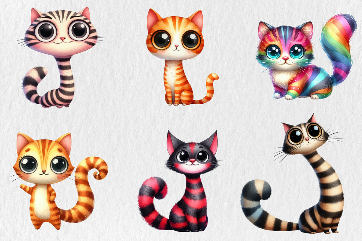 Quirky Cat Clipart Bundle, an Animal Illustration by Rose Art (Photo 2 of 4)