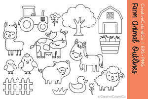 Farm Animal Outlines Vector EPS