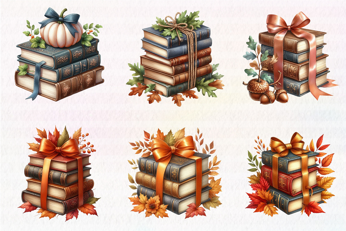 Autumn Bow Book Stack Clipart, an Illustration by CreationArt (Photo 5 of 5)