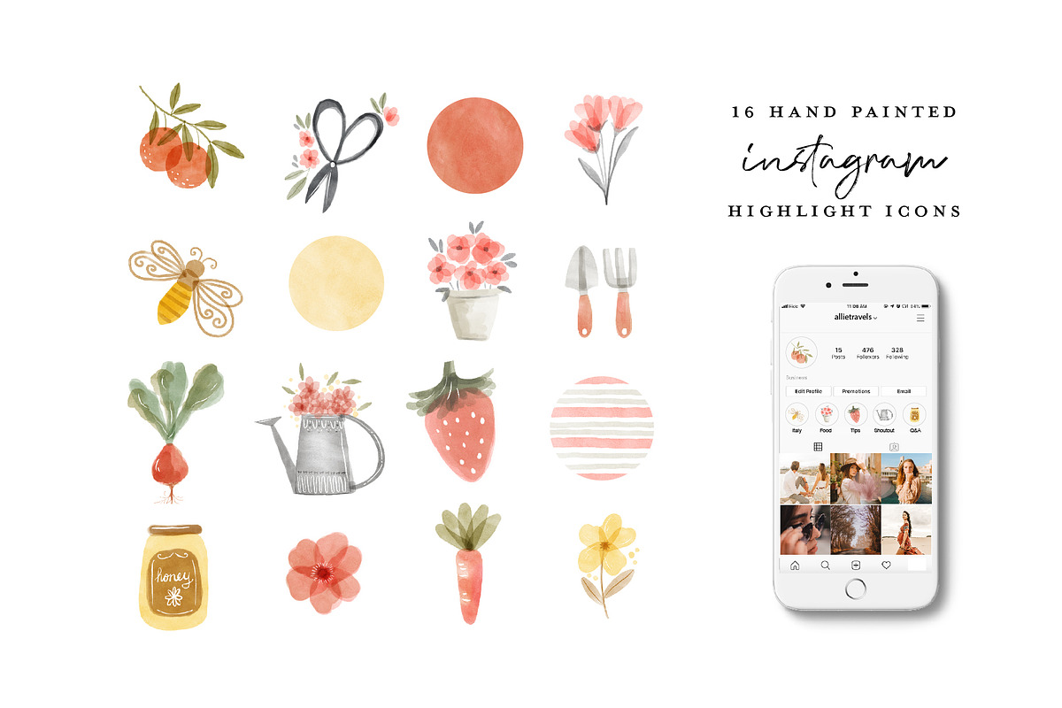 64 Watercolor Instagram Highlights, a Work Illustration by beatriceviyiwi (Photo 2 of 5)