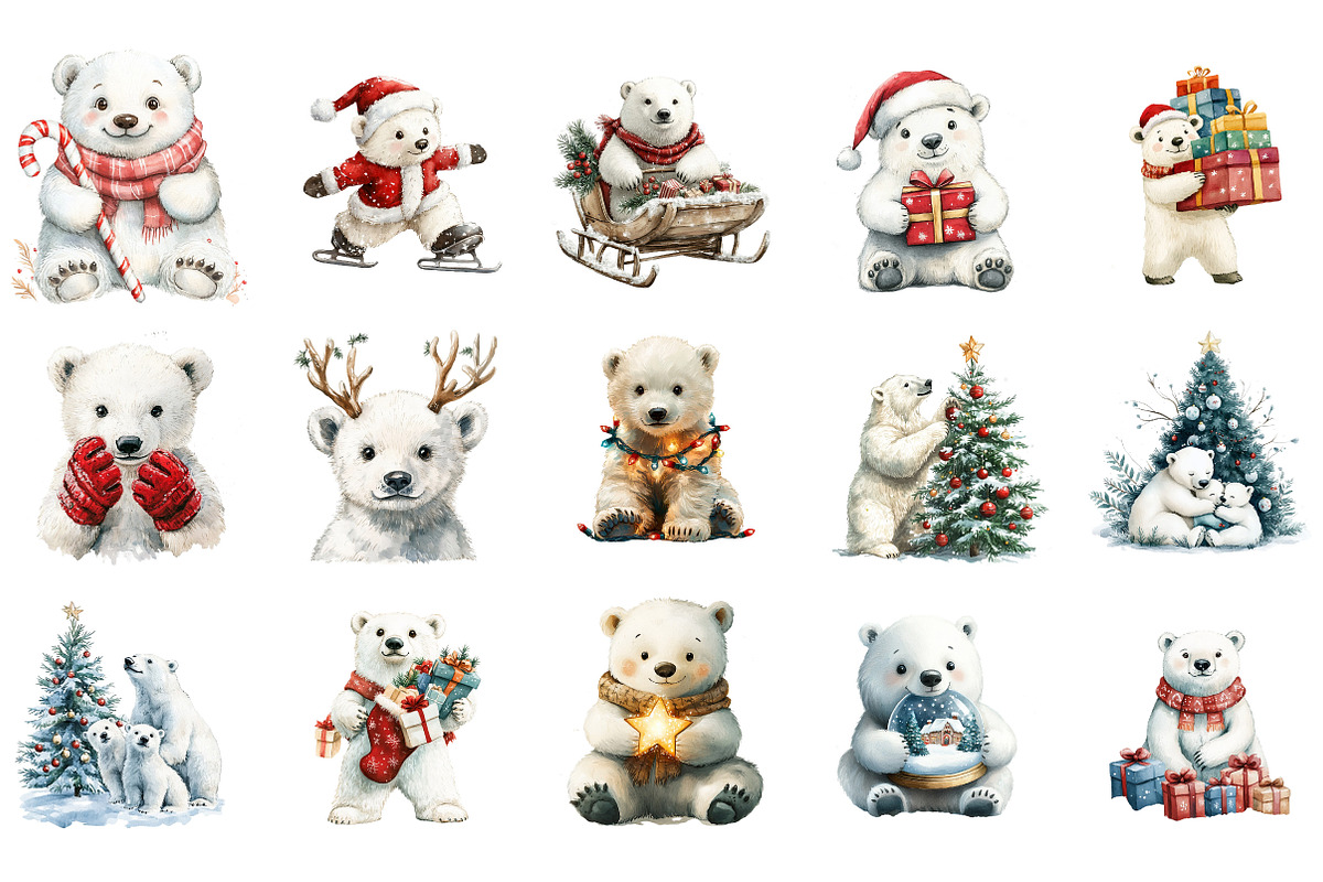 Christmas Polar Bear Sublimation, an Illustration by Designking (Photo 2 of 5)