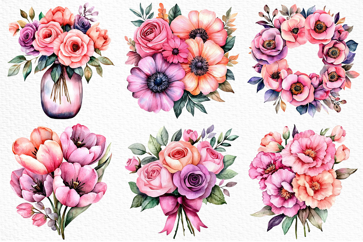 Watercolor Mother's Day Flower PNG, an Illustration by Craft Nest (Photo 6 of 10)
