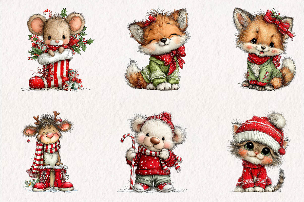 Fun Christmas Animals Kids Clipart, a Seasonal Illustration by CreationArt (Photo 2 of 7)
