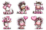 Valentine Whimsical Unicorn Clipart, an Illustration by Dream Creation (Thumbnail 3 of 7)