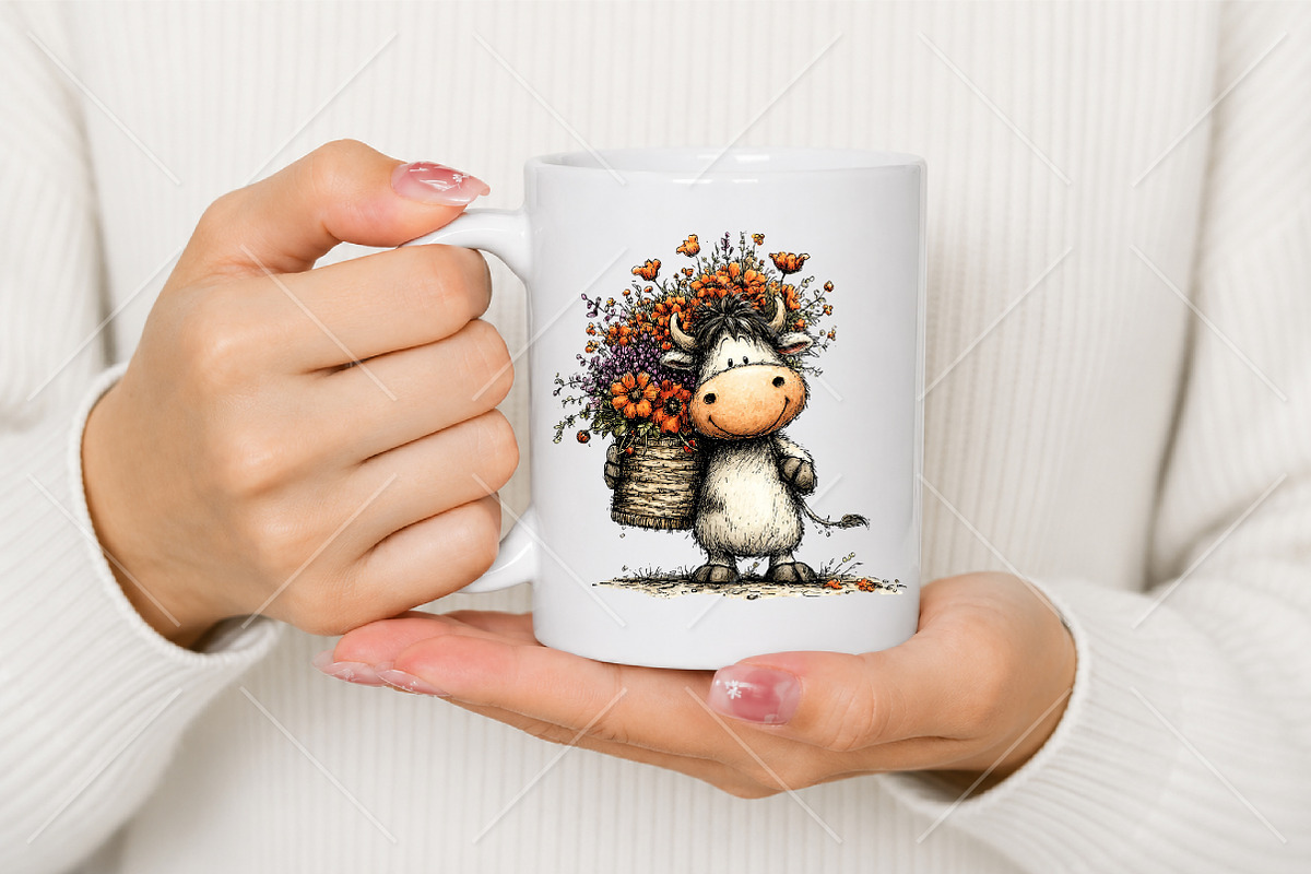 Whimsical Autumn Cow Clipart Bundle, a Seasonal Illustration by Canvas Craft (Photo 9 of 10)
