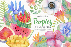 Watercolor Tropical Clipart