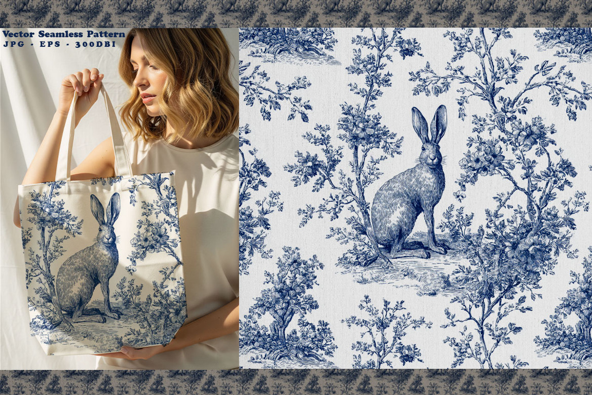Jackalope Toile Seamless Vector, a Pattern Graphic by one-touch (Photo 4 of 10)