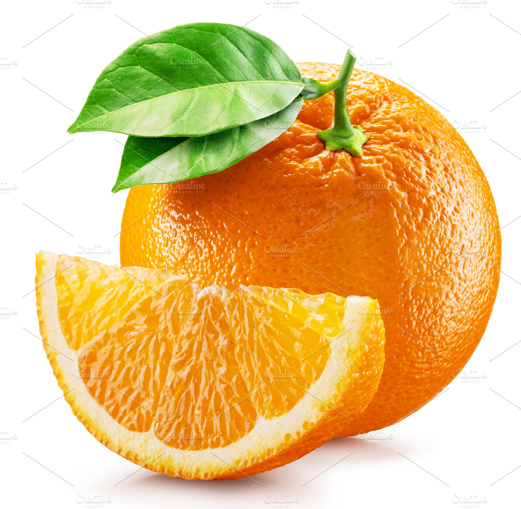 Orange fruits with orange slice, a Food & Drink Photo by Volff