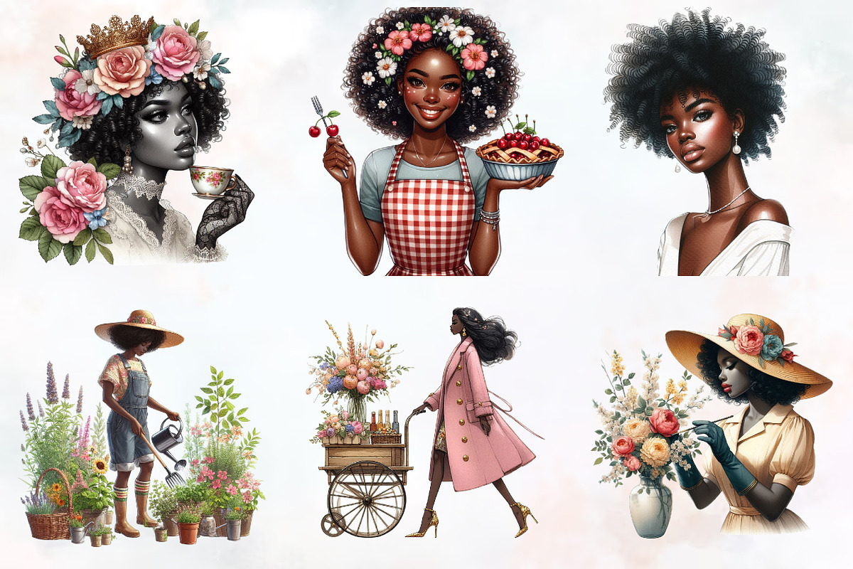 Black Spring Vintage Woman Cliparts, a Person Illustration by RobertsArt (Photo 3 of 9)