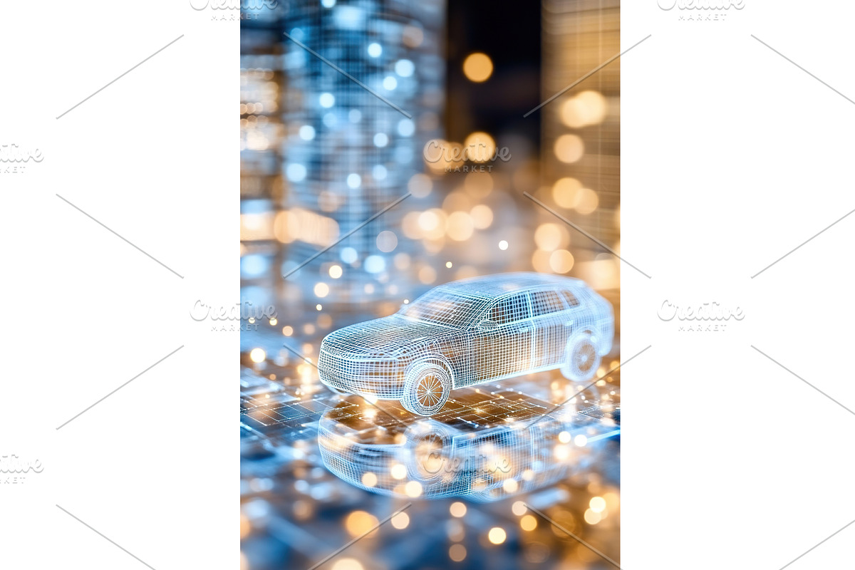Futuristic wireframe car model with, a Technology Illustration by Lermont51