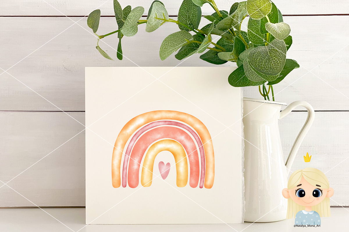 Watercolor red rainbow clipart, an Illustration by Natalya_Mona_Art (Photo 4 of 6)