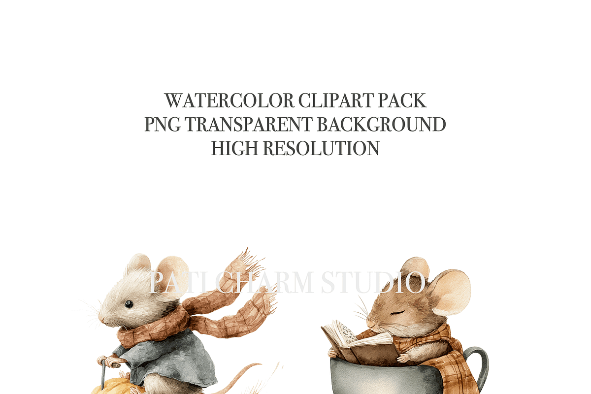 40 Autumn Mouse Clipart, an Animal Illustration by Pati Charm Studio (Photo 6 of 9)