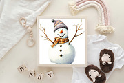 Watercolor Christmas Snowman Clipart, a Work Illustration by CraftArtStudio (Thumbnail 6 of 6)