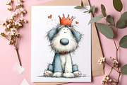 Cute Whimsical Valentine Fluffy Dogs, an Illustration by SinaCreation (Thumbnail 6 of 11)