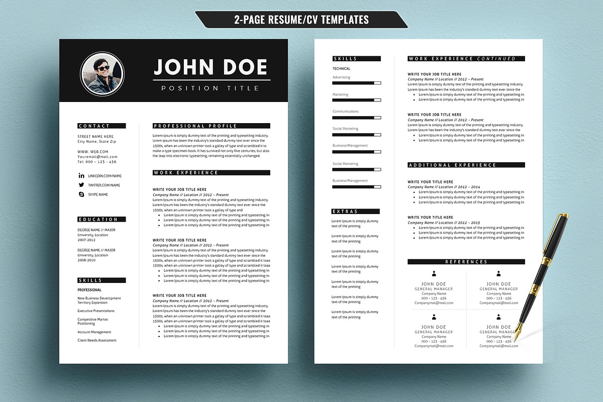 Professional Resume/CV Template, a Resume Template by TemplateCrafts (Photo 2 of 3)