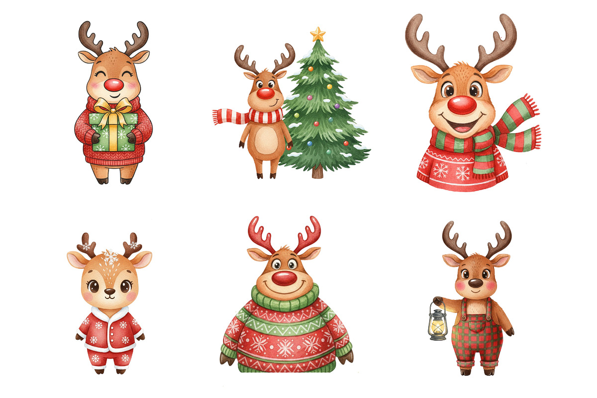 Quirky Funny Christmas Reindeer PNG, an Illustration by SinaCreation (Photo 3 of 7)