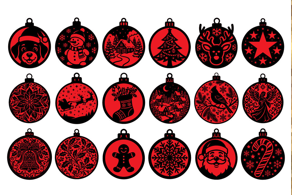Christmas Ornaments Laser Cut SVG, an Object Graphic by DreamCafeArt (Photo 7 of 7)