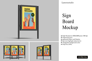 Sign Board Mockup, a Design Template by lamorastudio