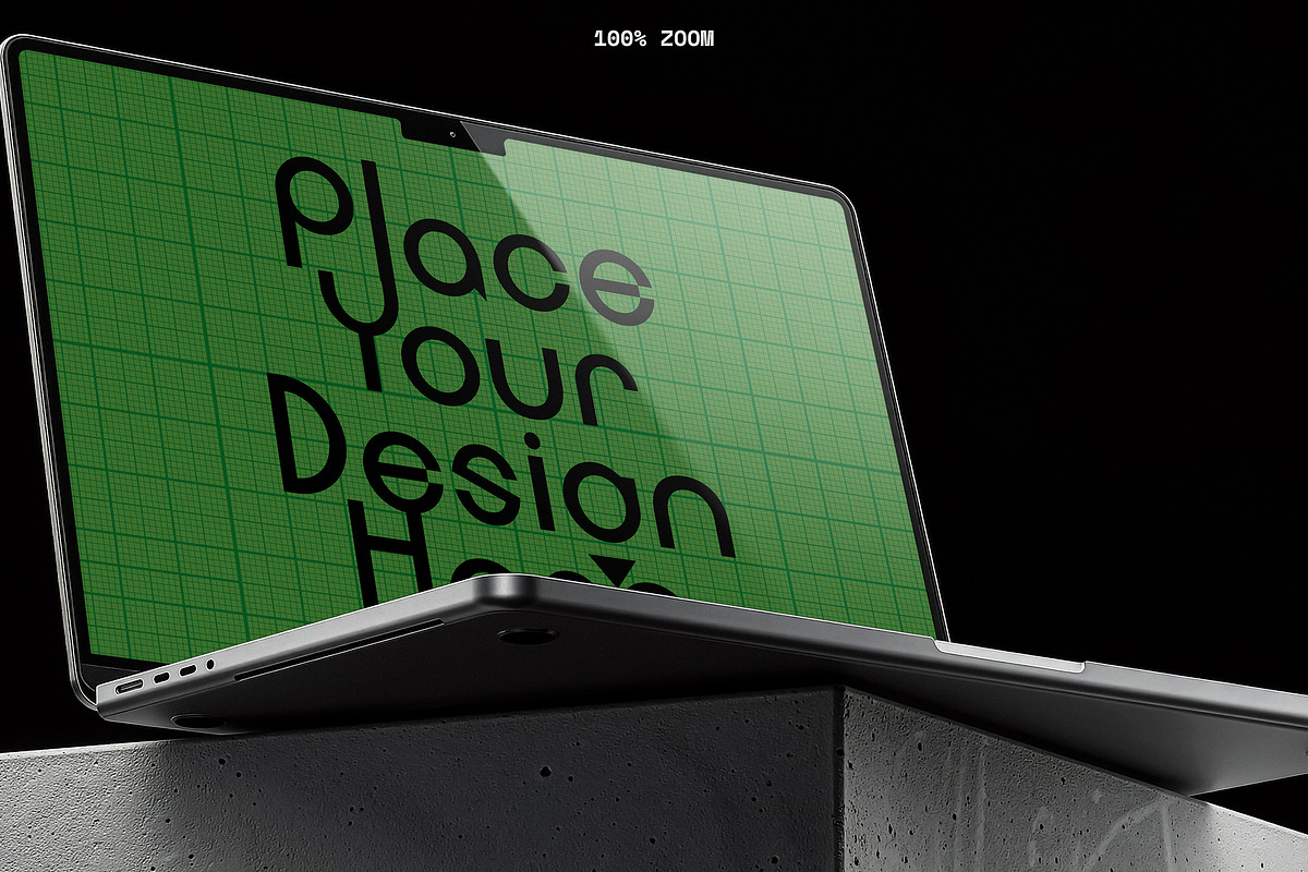 5 Laptop Mockups on Concrete Block, a Mac Mockup by smishura (Photo 11 of 11)