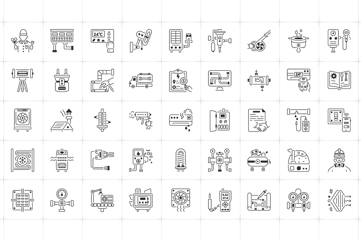 HVAC Icons, an Outline Icon by Prosymbols (Photo 4 of 5)