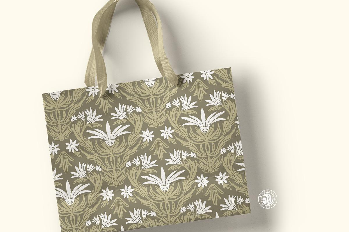 Floral Motif Greenish Pattern, a Wallpaper Graphic by Bloomart Studio (Photo 6 of 7)