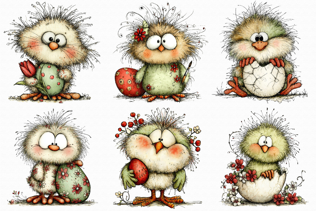 Whimsical Easter Chick Clipart, an Illustration by Libby Wishes (Photo 2 of 6)