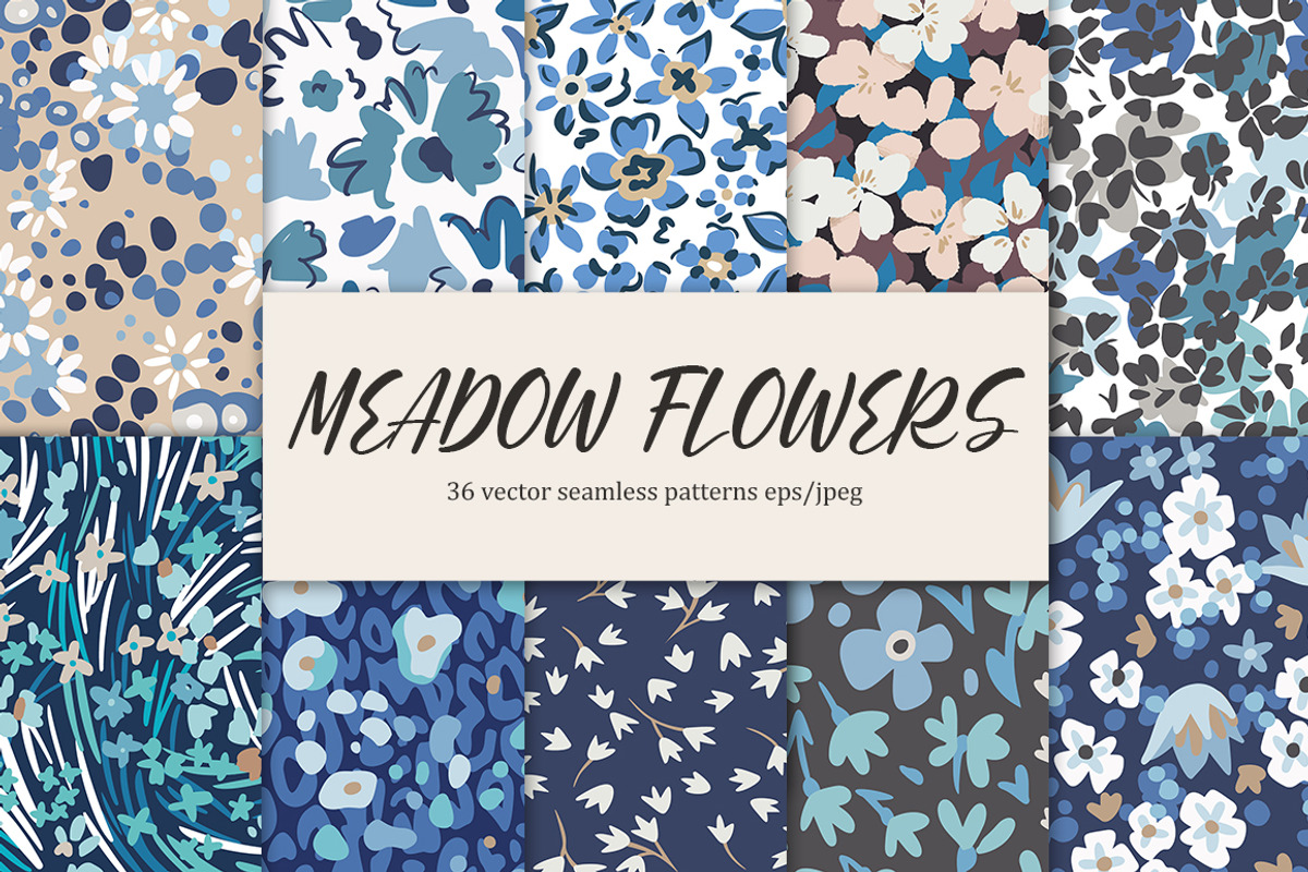Meadow flowers Patterns Set, a Pattern Graphic by GALAKAM (Photo 1 of 11)