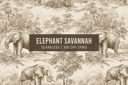 ELEPHANT SAVANNAH Seamless Pattern, a Pattern Graphic by AYAKA Studio Co.