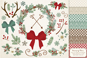 Rustic Pine Christmas Vectors, a Decorative Illustration by Amanda Ilkov (Thumbnail 1 of 5)
