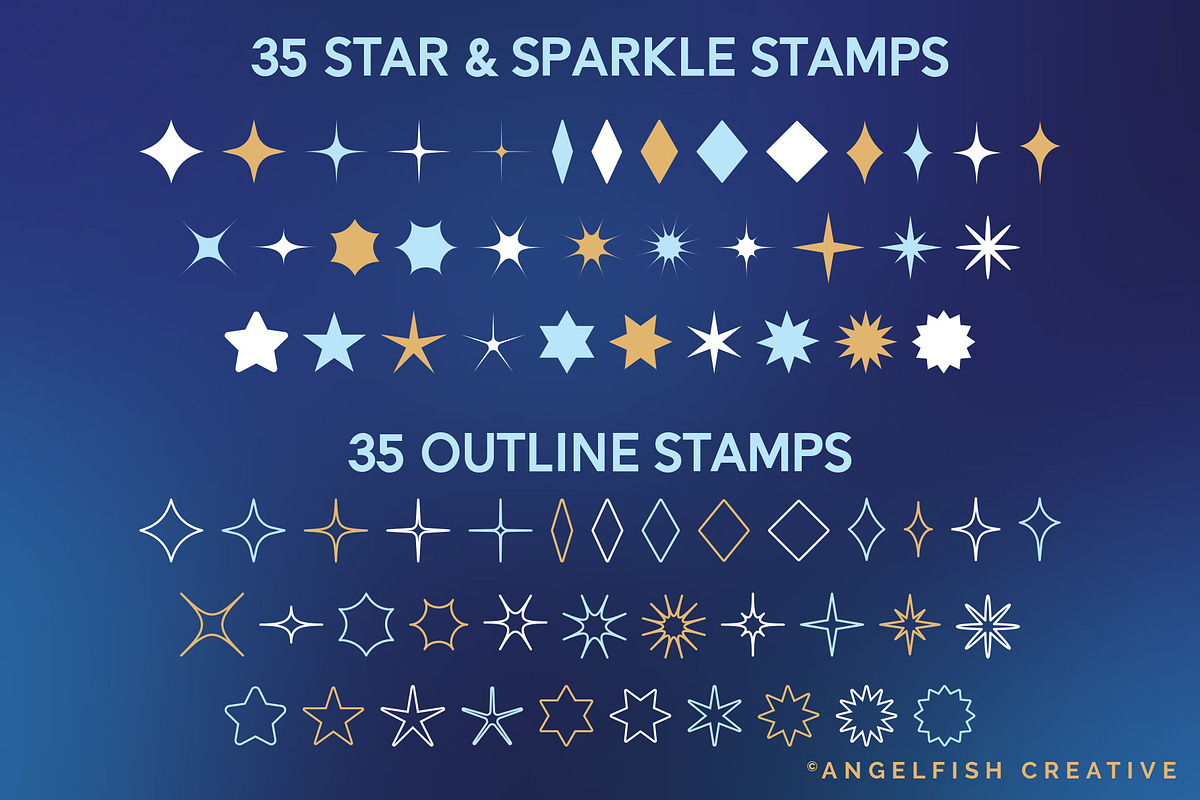 Sparkle & Star Brushes for Procreate, a Brush Add-On by AngelfishCreative (Photo 2 of 6)