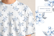 Blue Floral Patterns & Wreath Set, a Decorative Illustration by Gribanessa (Thumbnail 4 of 4)