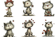 Whimsical Spring Cats Clipart, an Illustration by Designking (Thumbnail 2 of 7)